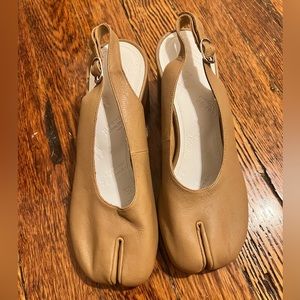 Margiela Tabi Pumps Heels Tan Leather Size 36.5 / US 6.5 Womens LIKE NEW NO BOX